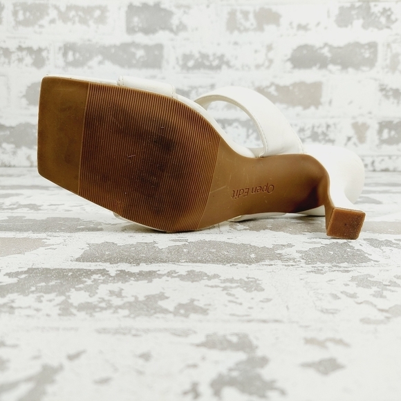 Open Edit Edquincy White Slip On Summer Heeled Sandals O353 - Picture 8 of 13